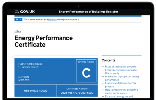 New EPC Certificate New EPC Certificate